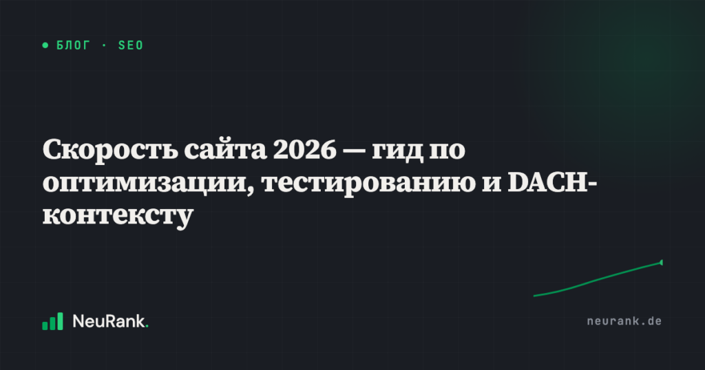 Скорость сайта 2026 — гид по оптимизации, тестированию и DACH-контексту